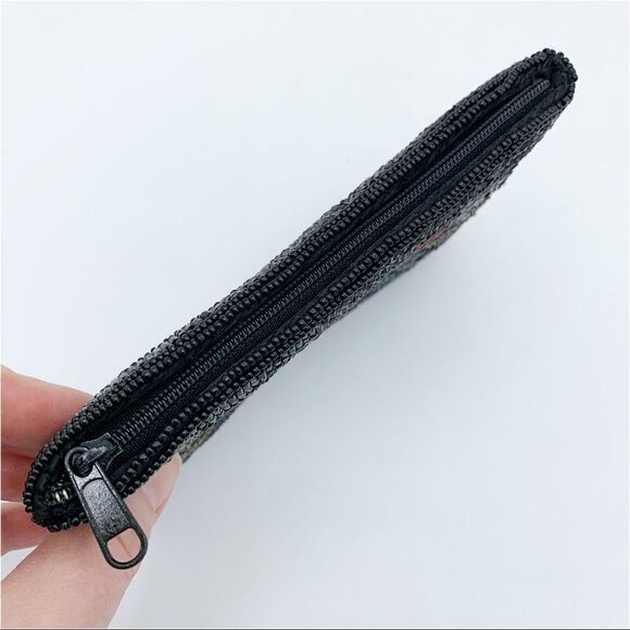Neiman‎ Marcus Black and Jewel Tone Vintage Hand-Beaded Coin Purse Bag Small - Picture 6 of 10